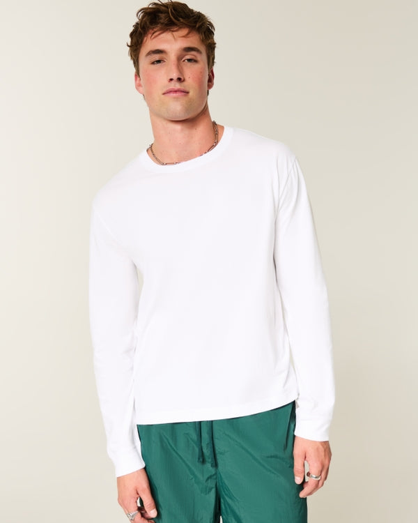 Hollister - Relaxed Long-Sleeve Cotton Crew T-Shirt