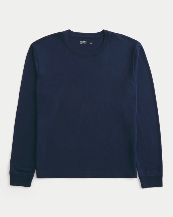Hollister - Relaxed Long-Sleeve Cotton Crew T-Shirt