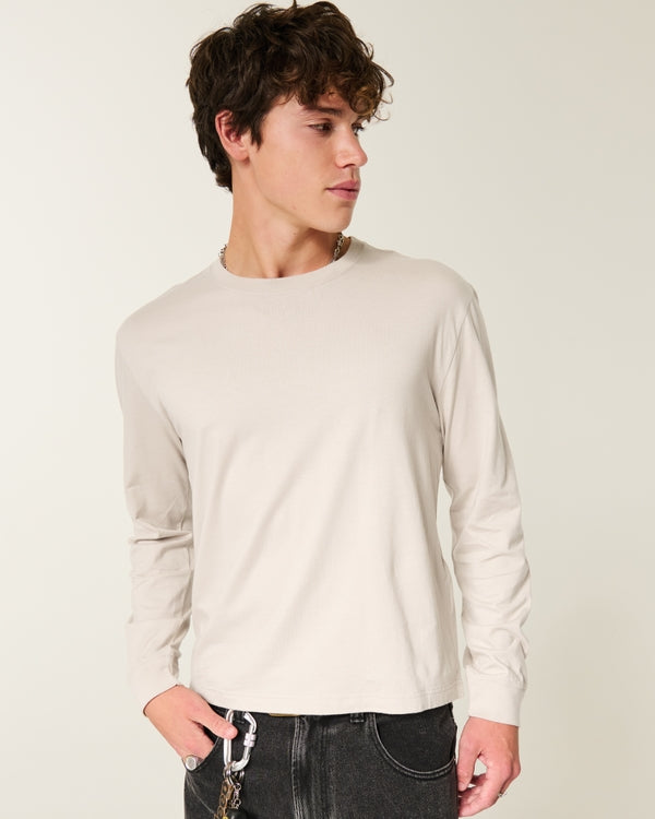 Hollister - Relaxed Long-Sleeve Cotton Crew T-Shirt