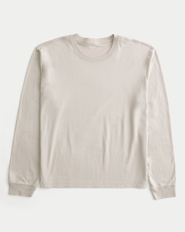 Hollister - Relaxed Long-Sleeve Cotton Crew T-Shirt