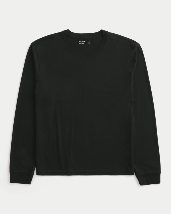 Hollister - Relaxed Long-Sleeve Cotton Crew T-Shirt