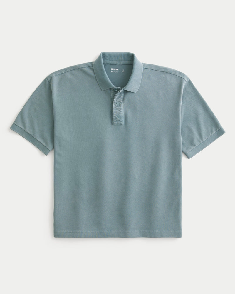 Boxy Crop Washed Polo