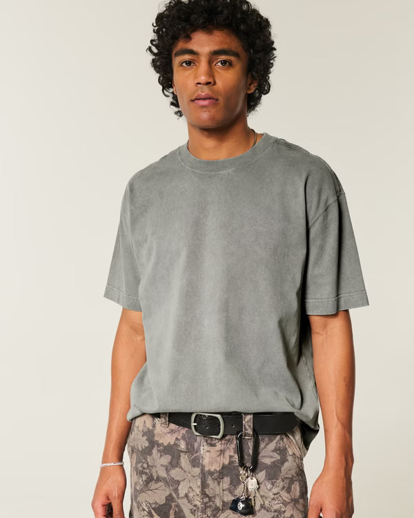 Hollister - Boxy Heavyweight Washed Cotton Crew T-Shirt