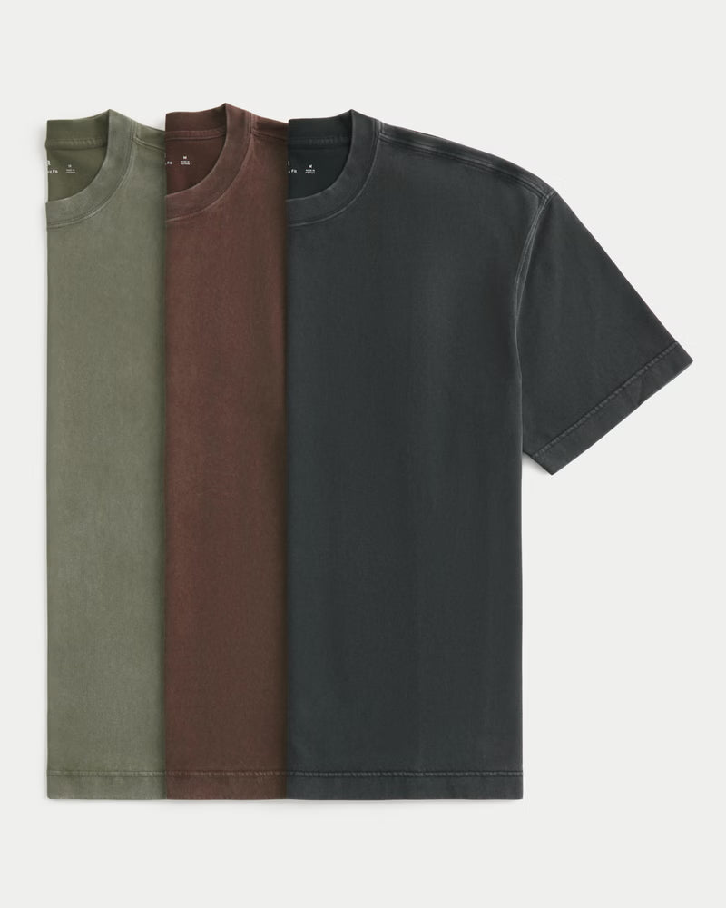 Hollister - Boxy Heavyweight Washed Crew T-Shirt 3-Pack