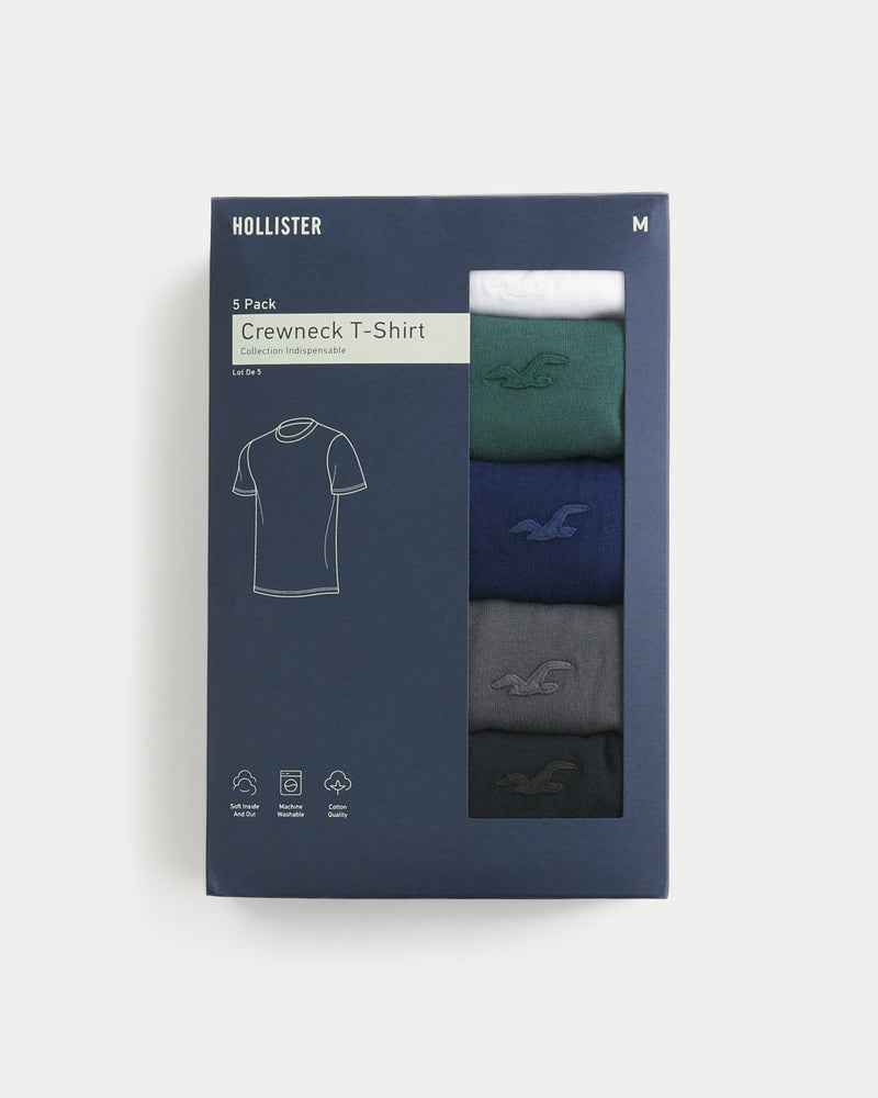 Hollister - Icon Crew T-Shirt 5-Pack IMMEDIATE