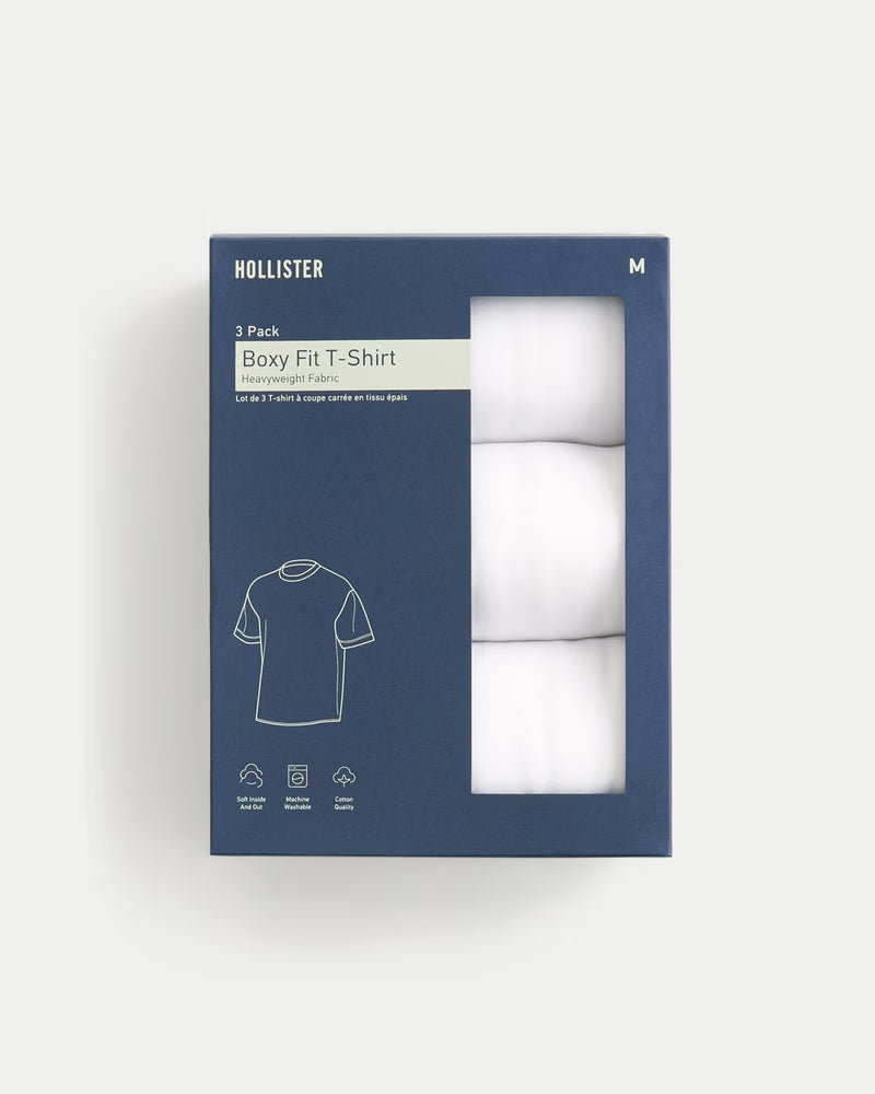 Hollister - Boxy Heavyweight Crew T-Shirt 3-Pack IMMEDIATE