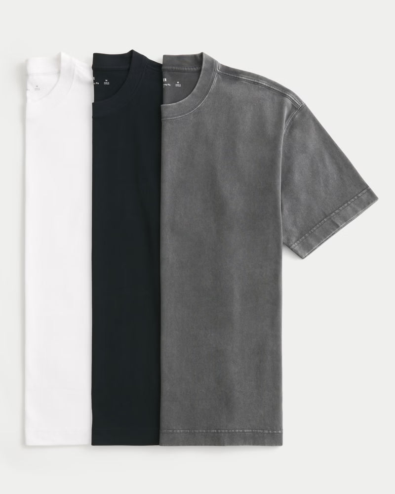Hollister - Boxy Heavyweight Washed Crew T-Shirt 3-Pack