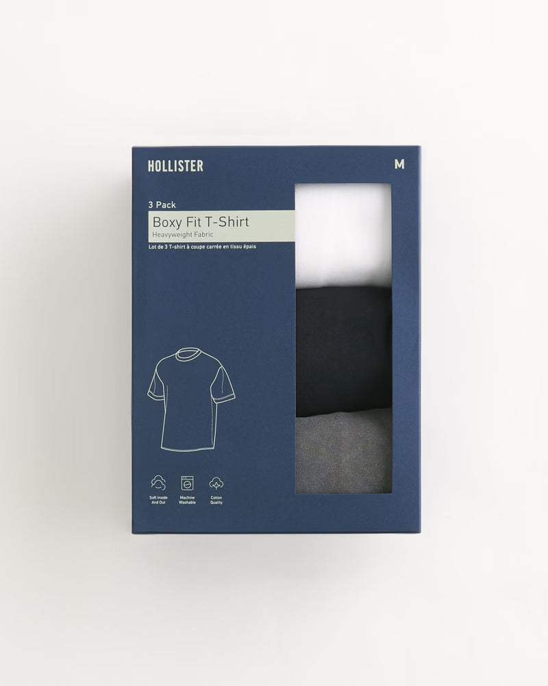 Hollister - Boxy Heavyweight Washed Crew T-Shirt 3-Pack