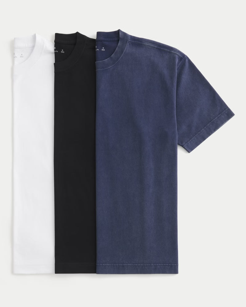 Hollister - Boxy Heavyweight Crew T-Shirt 3-Pack IMMEDIATE