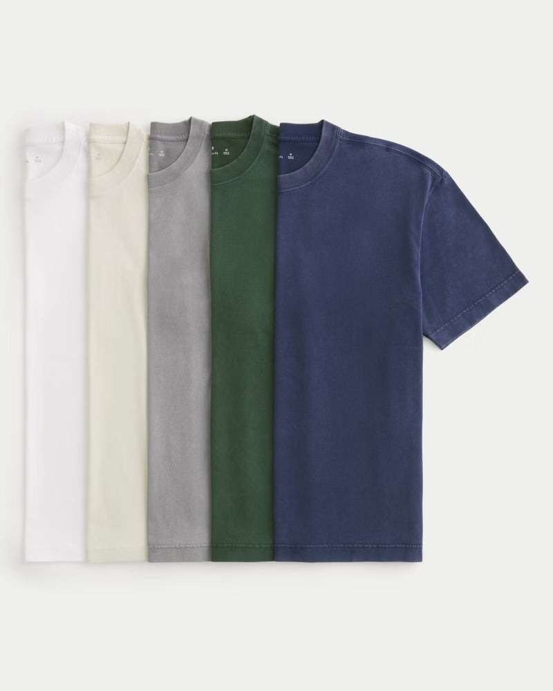 Hollister - Boxy Heavyweight Crew T-Shirt 5-Pack