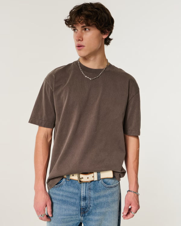 Hollister - Boxy Heavyweight Washed Cotton Crew T-Shirt