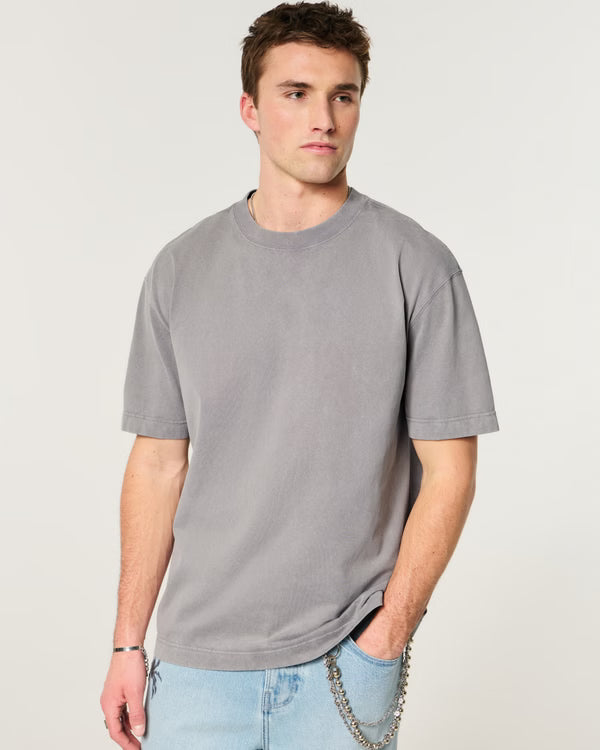 Hollister - Boxy Heavyweight Washed Cotton Crew T-Shirt