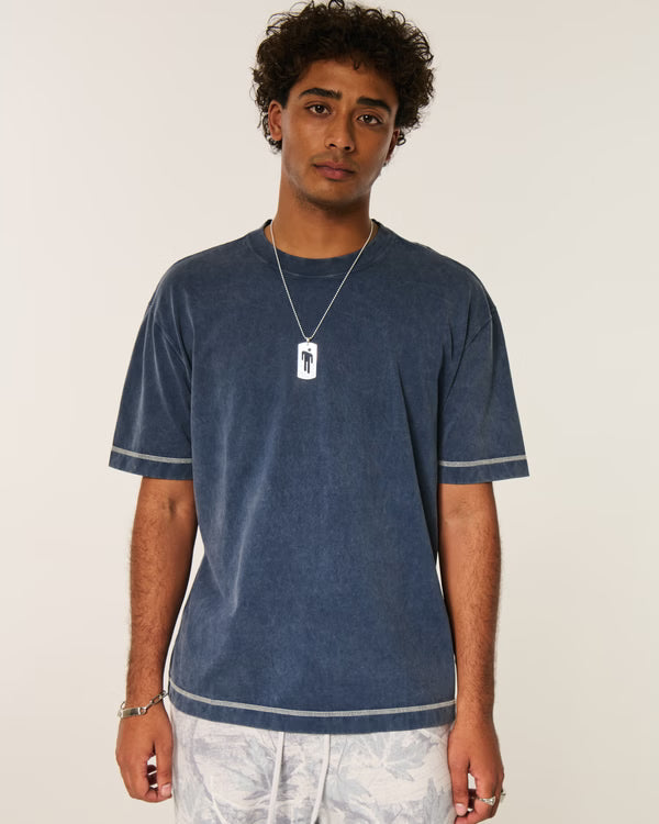 Hollister - Boxy Heavyweight Washed Cotton Crew T-Shirt