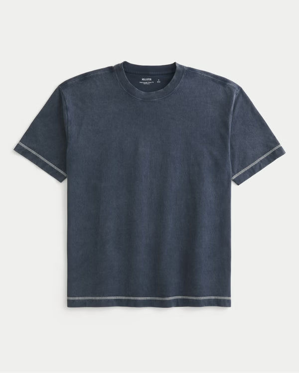 Hollister - Boxy Heavyweight Washed Cotton Crew T-Shirt