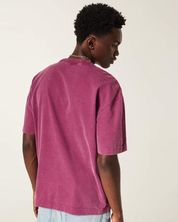 Hollister - Boxy Heavyweight Washed Cotton Crew T-Shirt