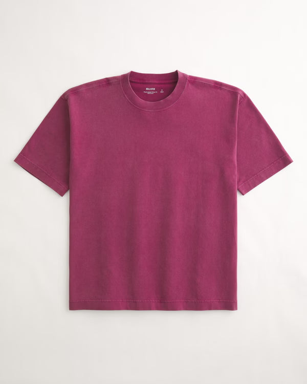 Hollister - Boxy Heavyweight Washed Cotton Crew T-Shirt