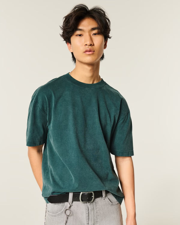 Hollister - Boxy Heavyweight Washed Cotton Crew T-Shirt