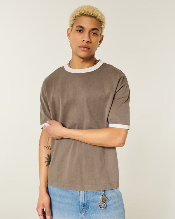 Hollister - Boxy Heavyweight Washed Cotton Crew T-Shirt