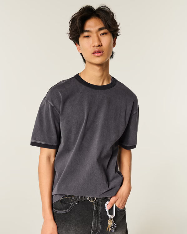 Hollister - Boxy Heavyweight Washed Cotton Crew T-Shirt