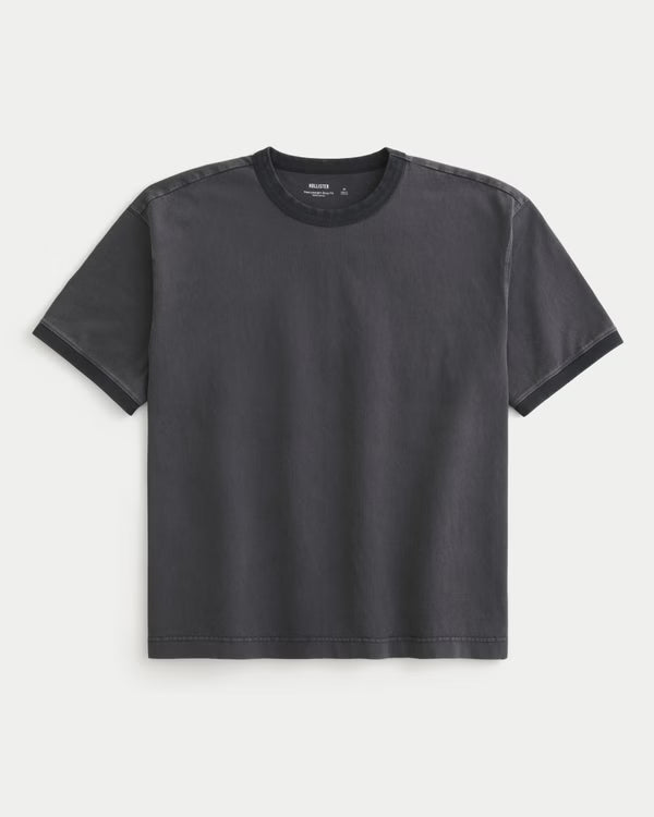 Hollister - Boxy Heavyweight Washed Cotton Crew T-Shirt