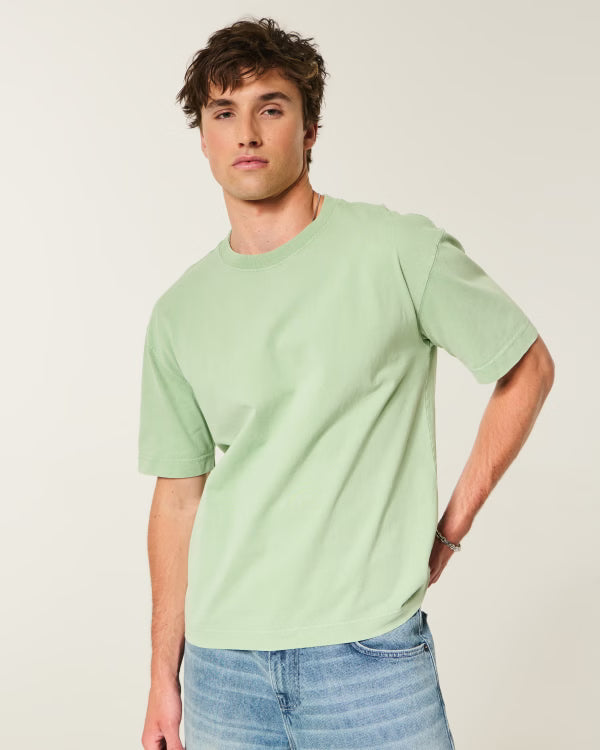 Hollister - Boxy Heavyweight Washed Cotton Crew T-Shirt