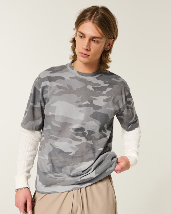 Hollister - Boxy Heavyweight Logo Crew T-Shirt