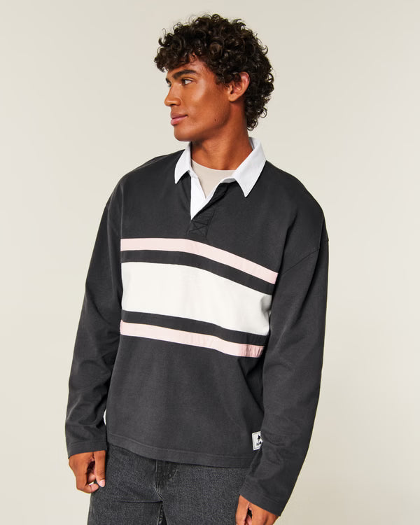 Hollister - Boxy Heavyweight Long-Sleeve Rugby Polo