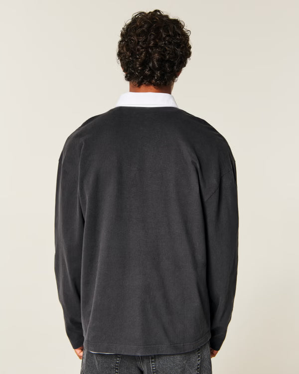 Hollister - Boxy Heavyweight Long-Sleeve Rugby Polo