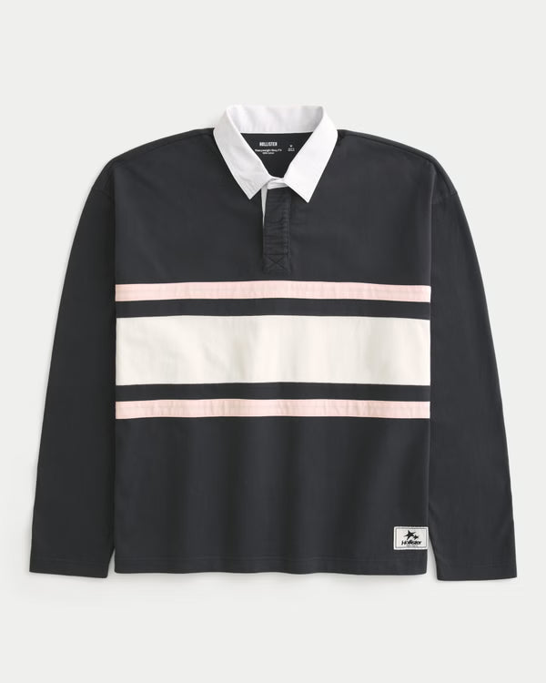 Hollister - Boxy Heavyweight Long-Sleeve Rugby Polo