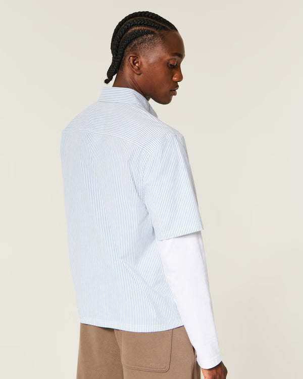 Hollister - Boxy Layered 2-in-1 Button-Through Shirt