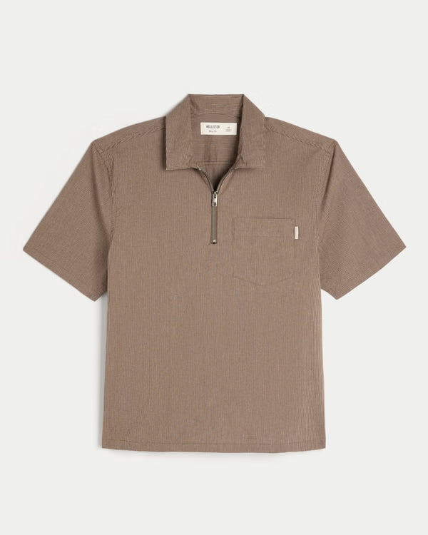 Hollister - Boxy Short-Sleeve Half-Zip Shirt