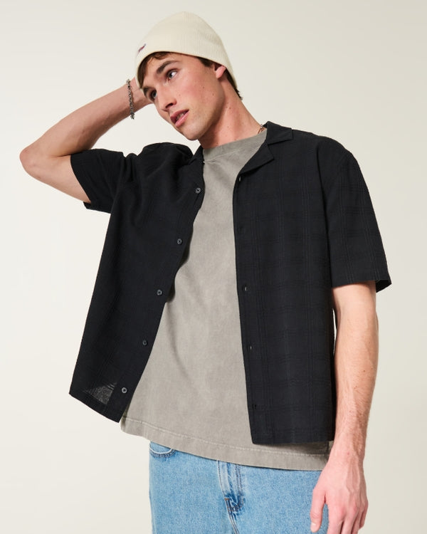 Hollister - Boxy Textural Short-Sleeve Shirt