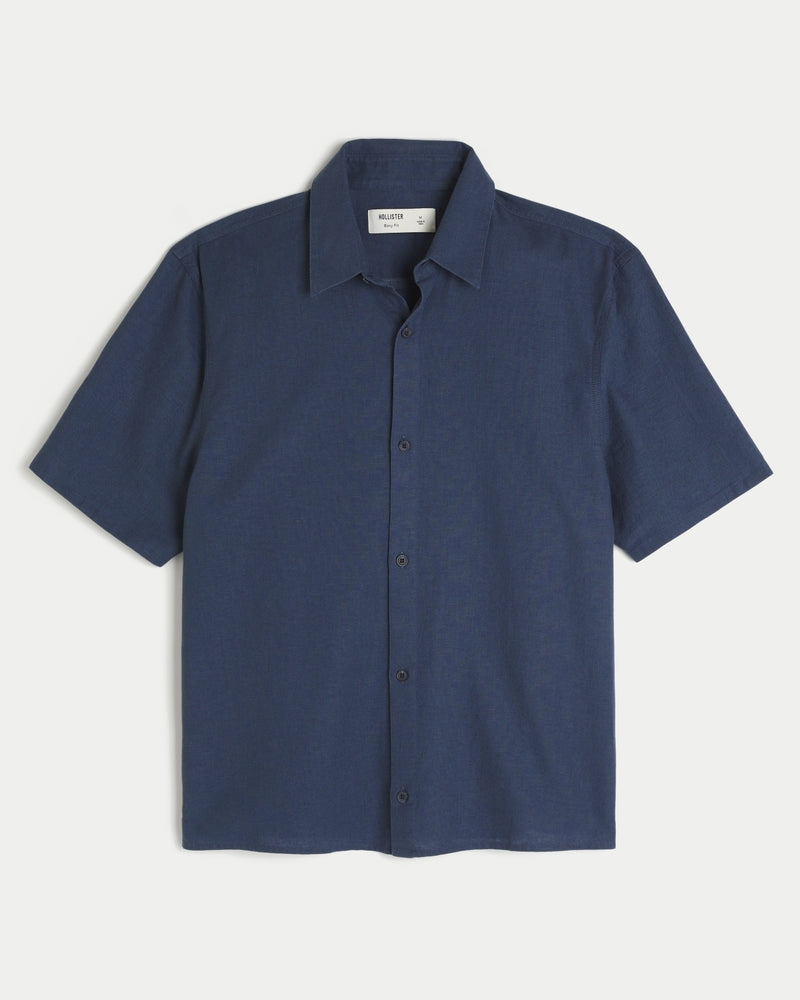 Hollister - Boxy Short-Sleeve Linen-Blend Shirt