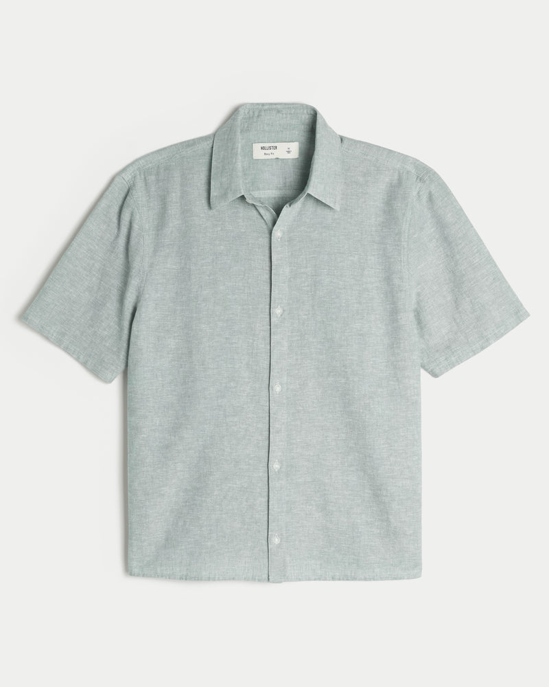 Hollister - Boxy Short-Sleeve Linen-Blend Shirt