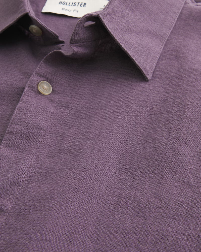 Hollister - Boxy Short-Sleeve Linen-Blend Shirt