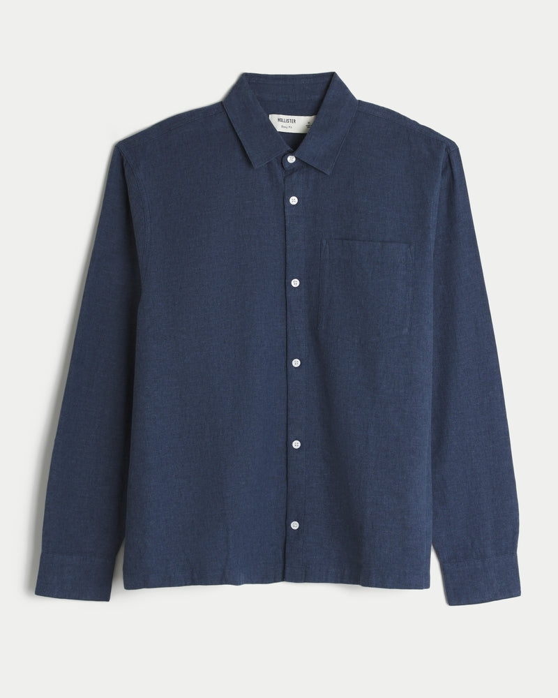 Hollister - Long-Sleeve Linen-Blend Shirt