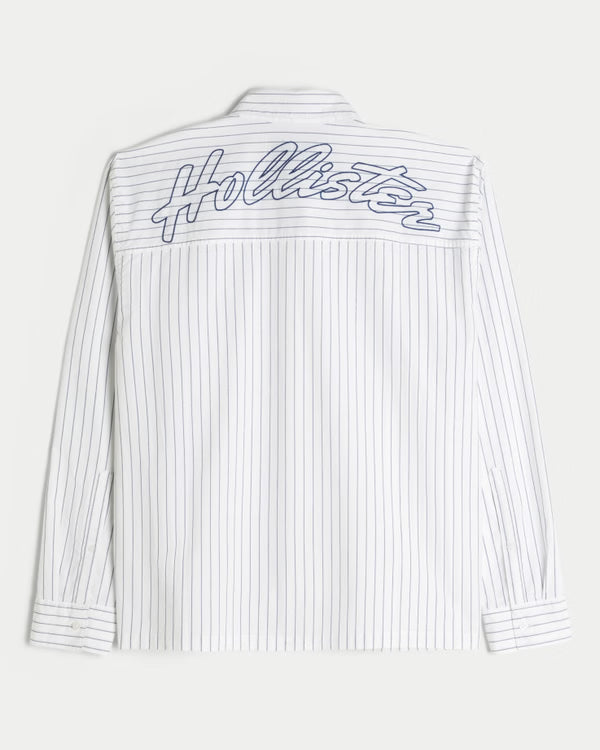 Hollister - Boxy Poplin Logo Graphic Shirt