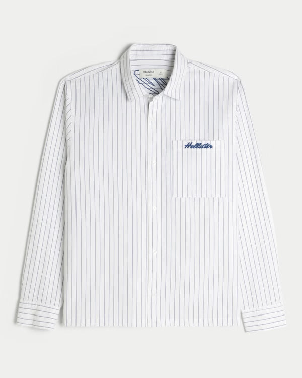 Hollister - Boxy Poplin Logo Graphic Shirt