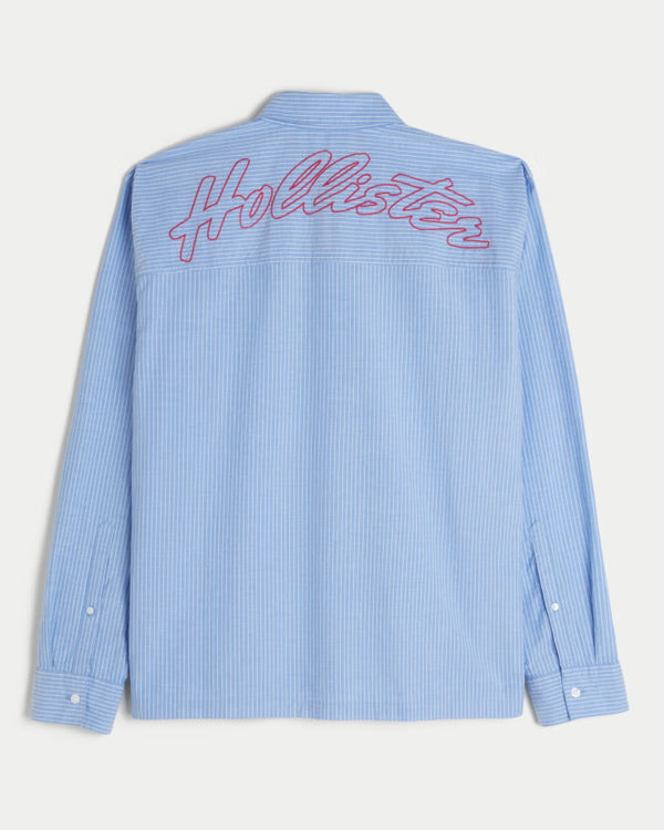 Hollister - Boxy Poplin Logo Graphic Shirt