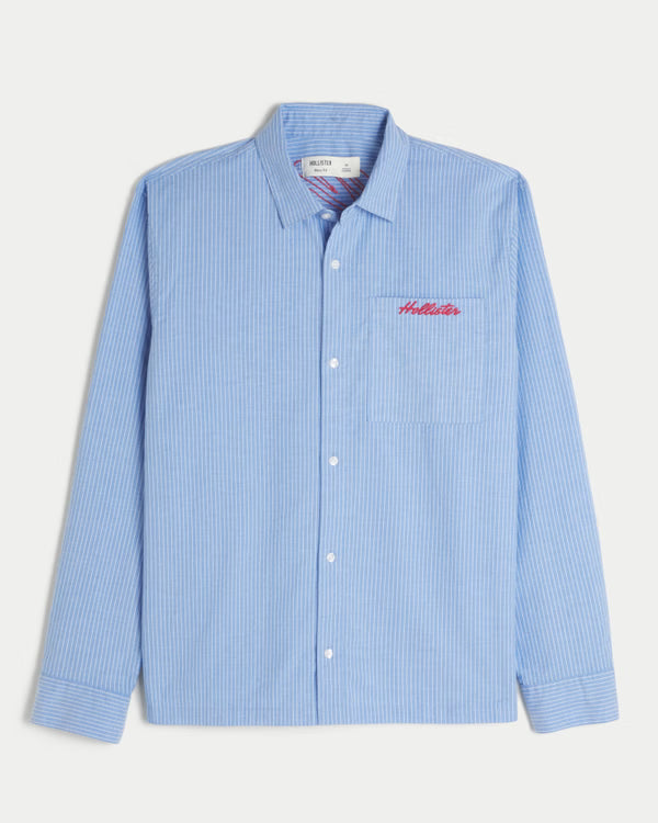 Hollister - Boxy Poplin Logo Graphic Shirt