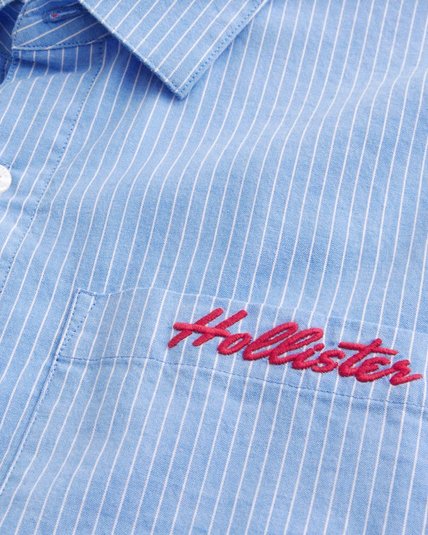 Hollister - Boxy Poplin Logo Graphic Shirt