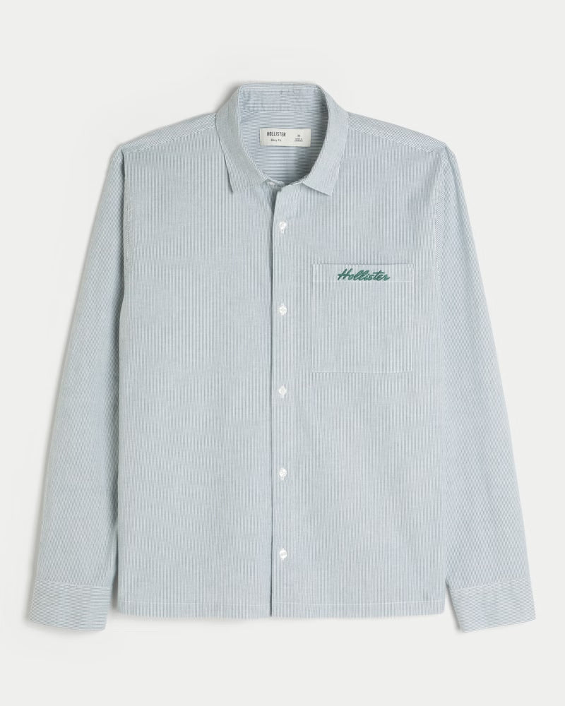 Hollister - Boxy Poplin Logo Graphic Shirt
