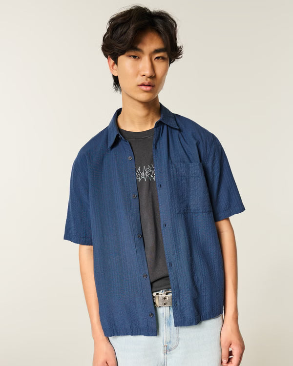 Hollister - Boxy Short-Sleeve Seersucker Shirt