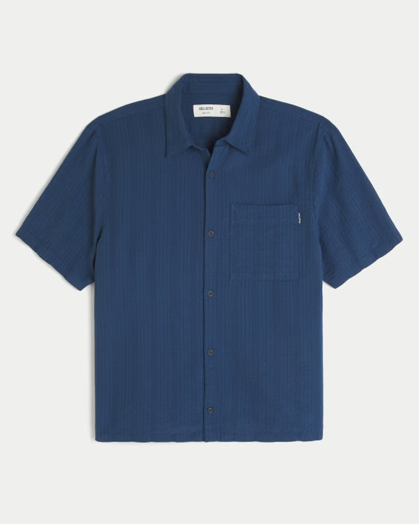 Hollister - Boxy Short-Sleeve Seersucker Shirt
