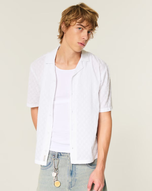 Hollister - Boxy Short-Sleeve Textural Cotton Shirt