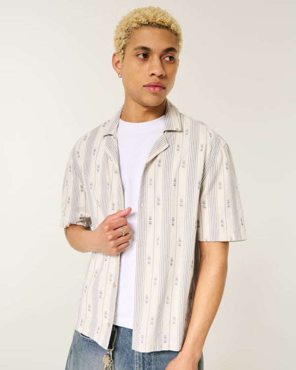 Hollister - Boxy Cotton Textural Stripe Shirt