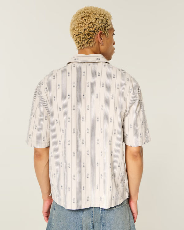 Hollister - Boxy Cotton Textural Stripe Shirt