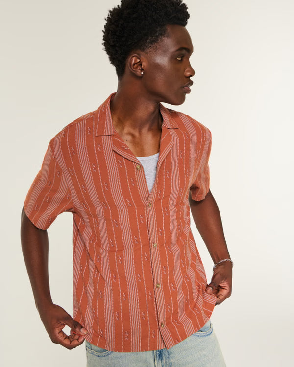 Hollister - Boxy Cotton Textural Stripe Shirt