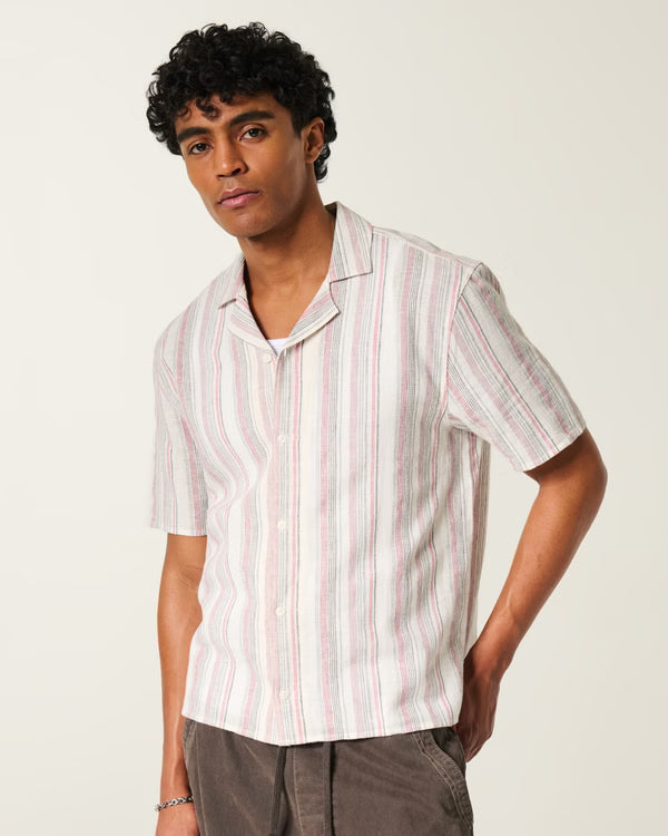 Hollister - Boxy Short-Sleeve Linen-Blend Shirt