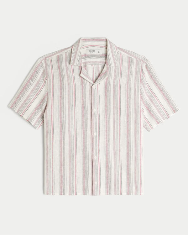 Hollister - Boxy Short-Sleeve Linen-Blend Shirt
